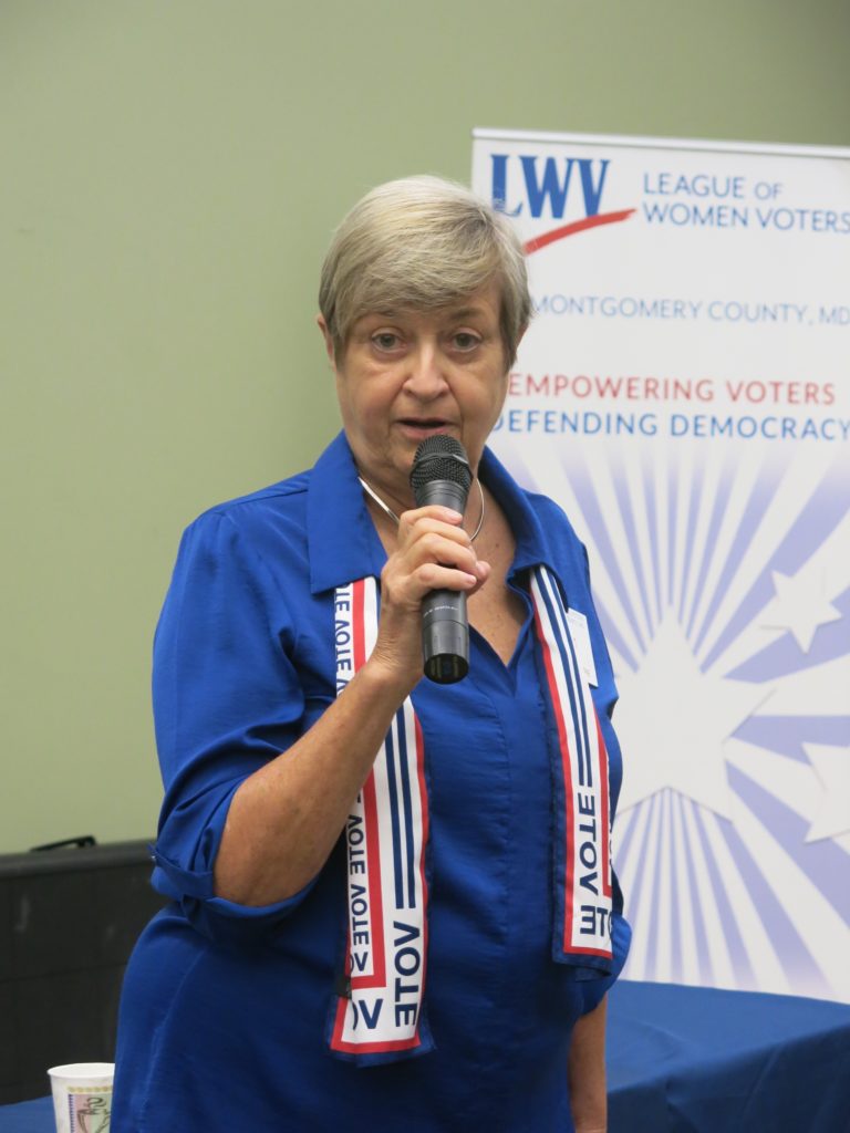 Kathy McGuire, co-president of the League of Women Voters of Montgomery County