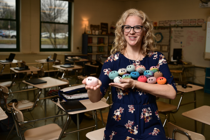MCPS teacher Maura Moore crochets "meeps" for her students and co-workers